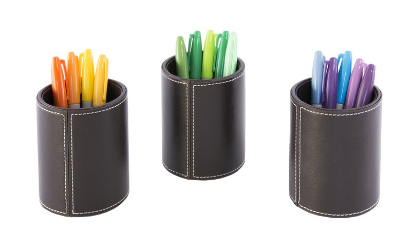 Osco BPUPP1 Faux Leather Pen Pot - Brown - Image 4
